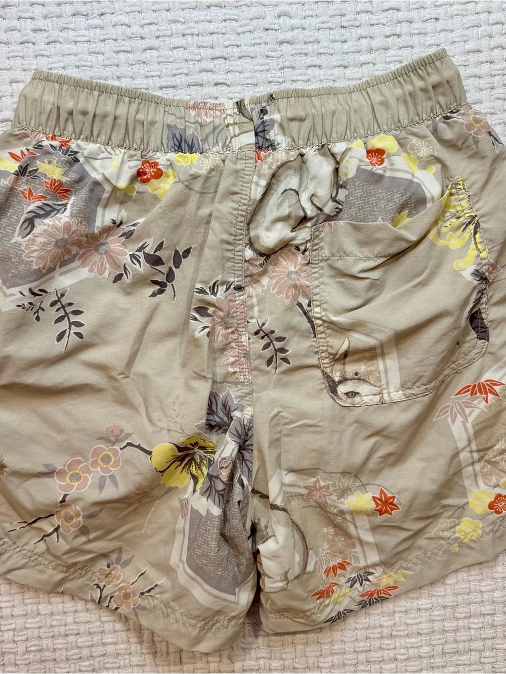 Urban Outfitters Beige Floral Swim Trunks